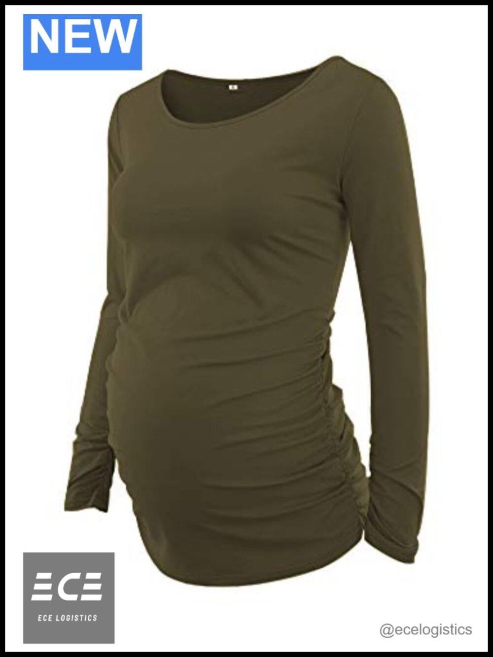 Maternity Tops Long Sleeve Side Ruched Pregnancy T-Shirt